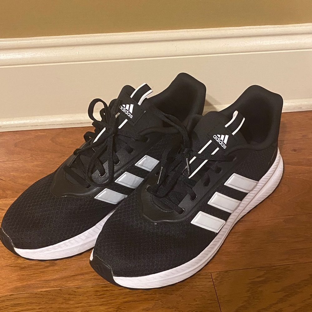 Adidas Black Mesh Sneakers with White Stripes